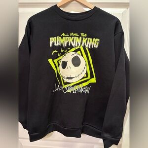 Black NBC Disney Jack Skellington kids sweatshirt kids L 14/16 All Hail Pumpkin